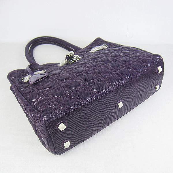 Christian Dior 1885 Snake Grain Leather Handbag-Purple